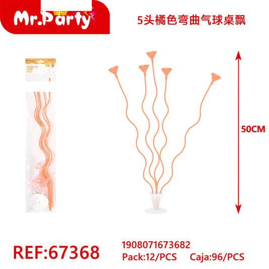 5 globos curvos de color naranja para mesa (50 cm) (12paquetes)