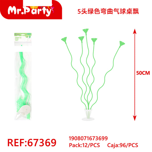 5 globos verdes curvos de mesa flotantes de 50 cm (12paquetes)