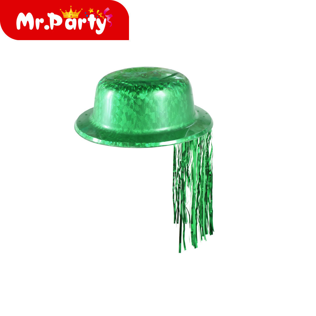 🎩 Sombreros de Fiesta Glitter/Neón/Metalizados ✨ Top Hat y Bombín con Flecos (Varios Colores)