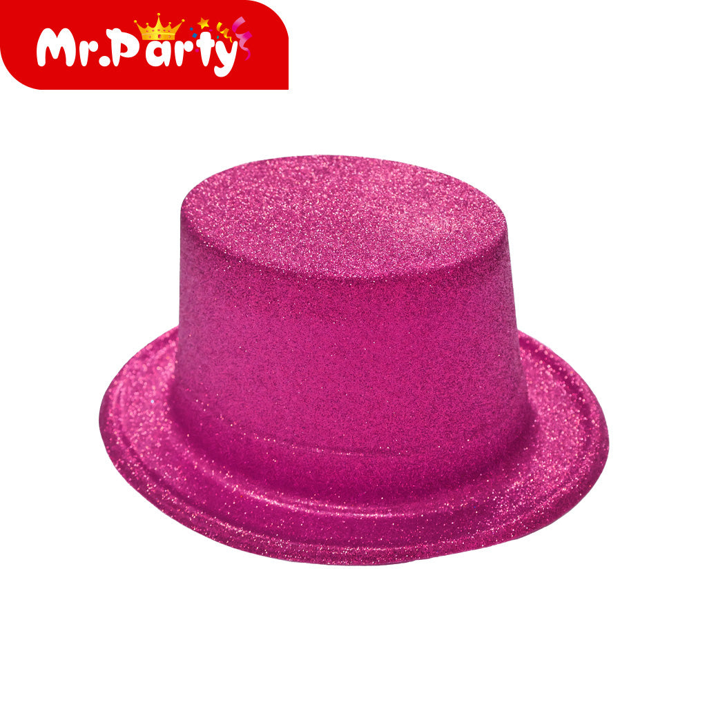🎩✨ Sombreros de Glitter para Fiesta (Sombrero de Copa / Bombín con Flecos) | Accesorio Photobooth & Cotillón