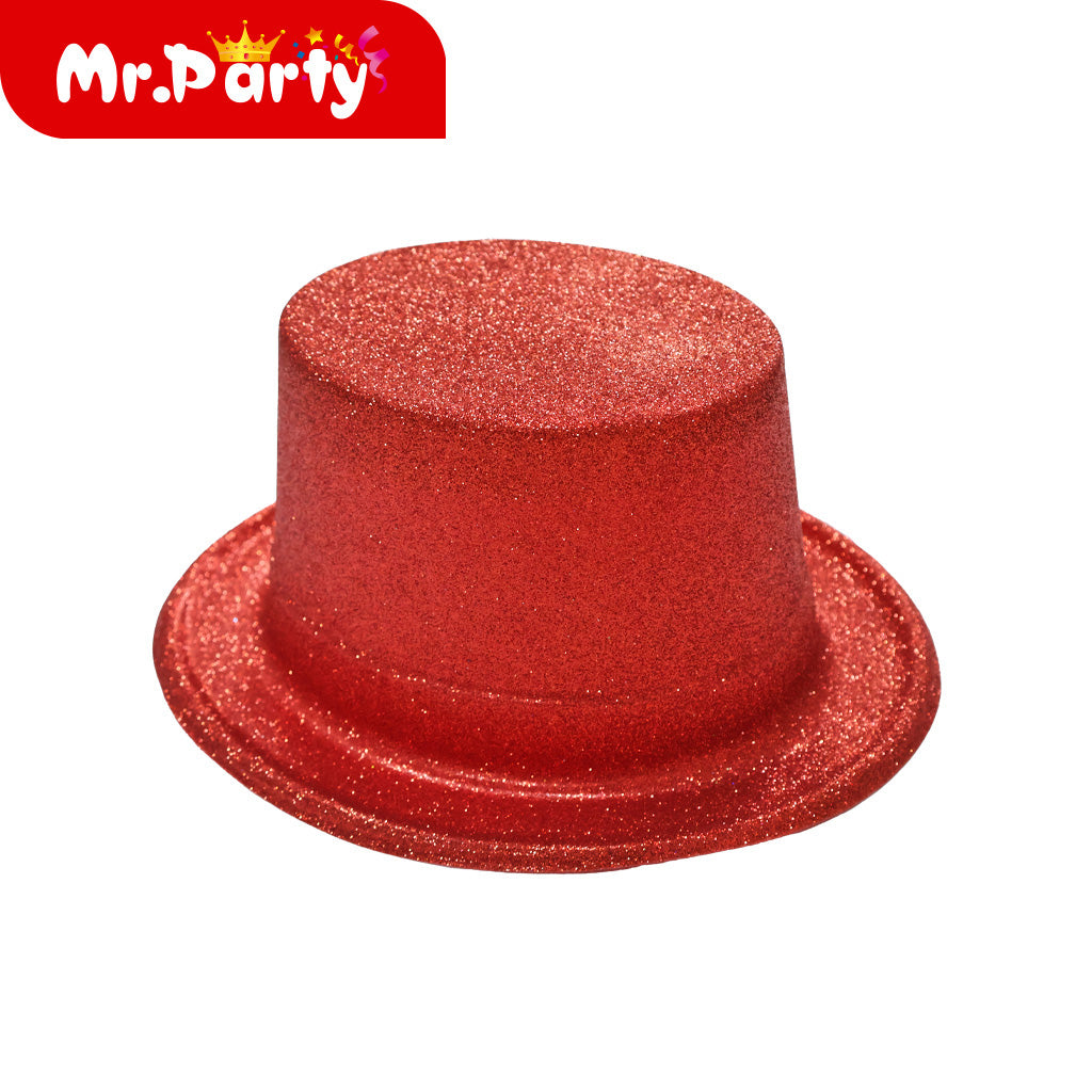 🎩✨ Sombreros de Glitter para Fiesta (Sombrero de Copa / Bombín con Flecos) | Accesorio Photobooth & Cotillón