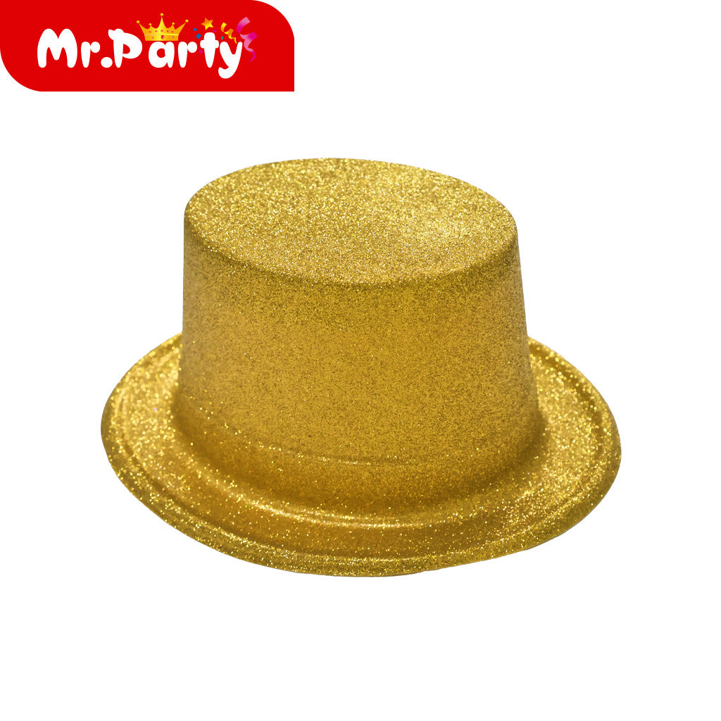 🎩✨ Sombreros de Glitter para Fiesta (Sombrero de Copa / Bombín con Flecos) | Accesorio Photobooth & Cotillón
