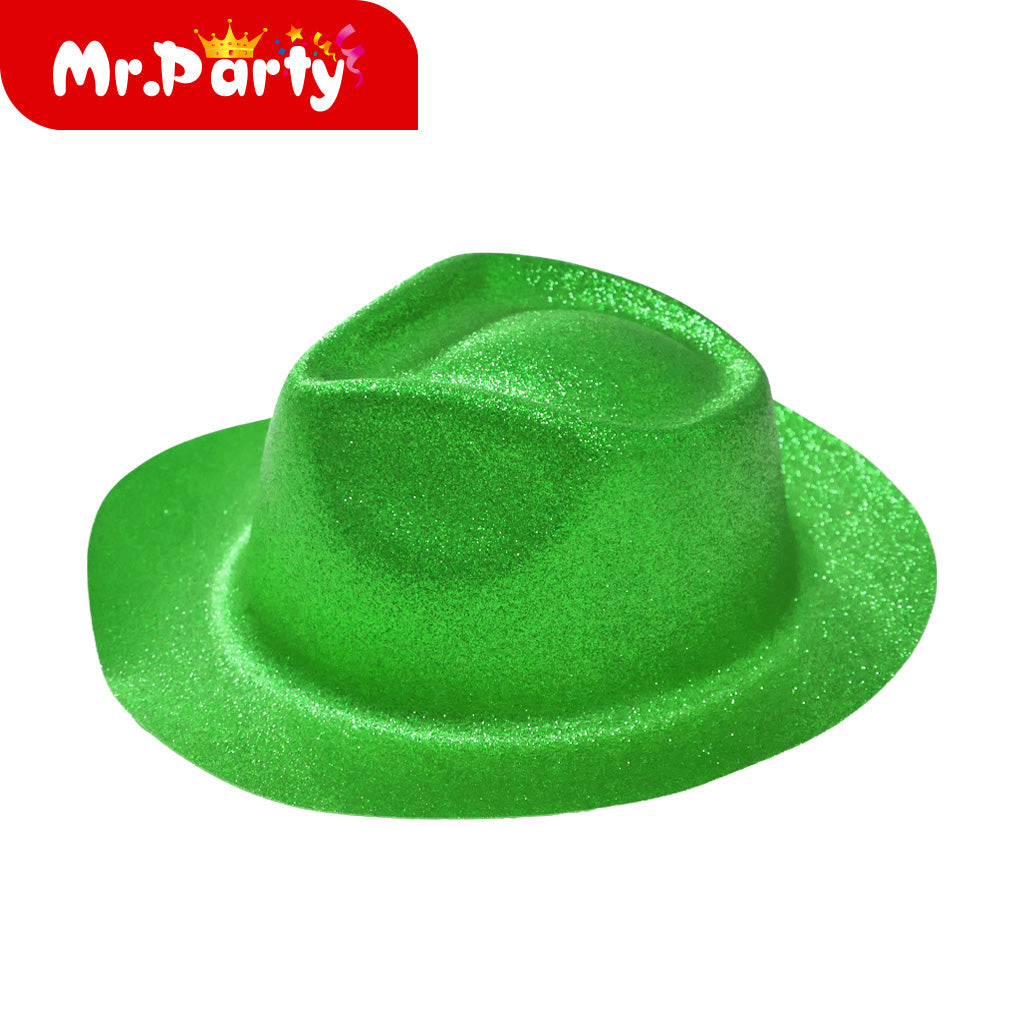 🎩✨ Sombrero Glitter de Fiesta (Bombín/Fedora + Flecos) | Colores Surtidos | Disfraz & Foto