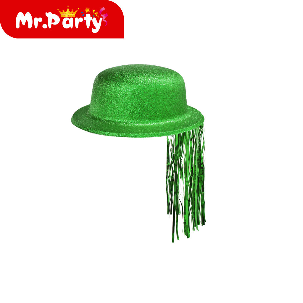 ✨ Sombrero Bombín con Glitter + Flecos Metálicos | Accesorio para Fiesta & Fotos 📸🎉 (Varios Colores)- Mayoreo 12 pzas