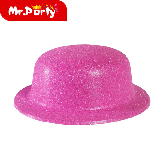 🎩✨ Sombrero Bombín con Glitter | Accesorio de Fiesta y Disfraz | Colores Surtidos para Fotos, Cumpleaños y Eventos
