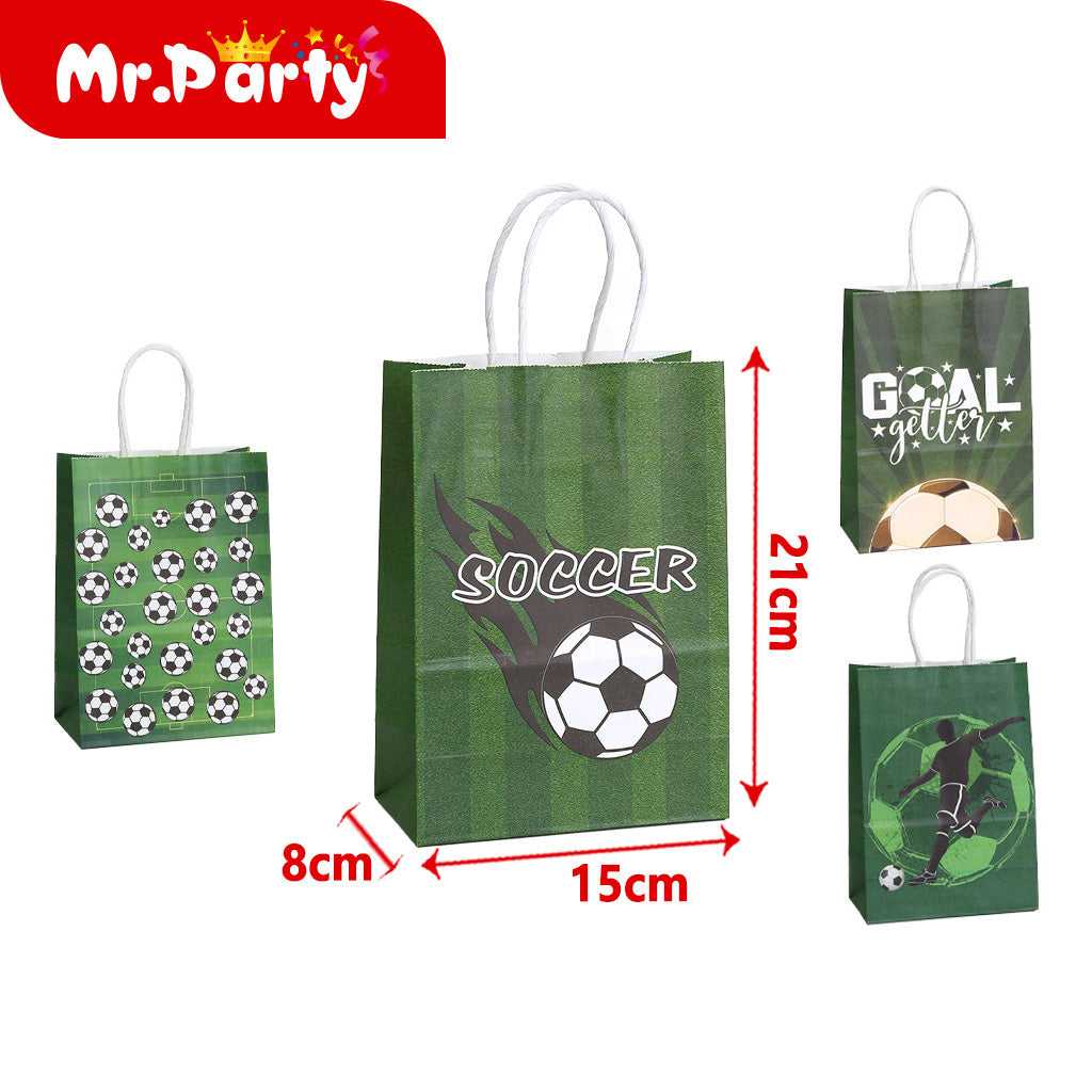 Bolsas para Dulces y Regalo Tema Fútbol ⚽🏟️ | Dulceras + Bolsas de Papel | Fiesta Futbolera- Mayoreo 12 pzas