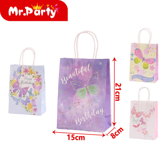 Bolsa de papel kraft con forma de mariposa 21 x 15 x 8 cm (12paquetes)