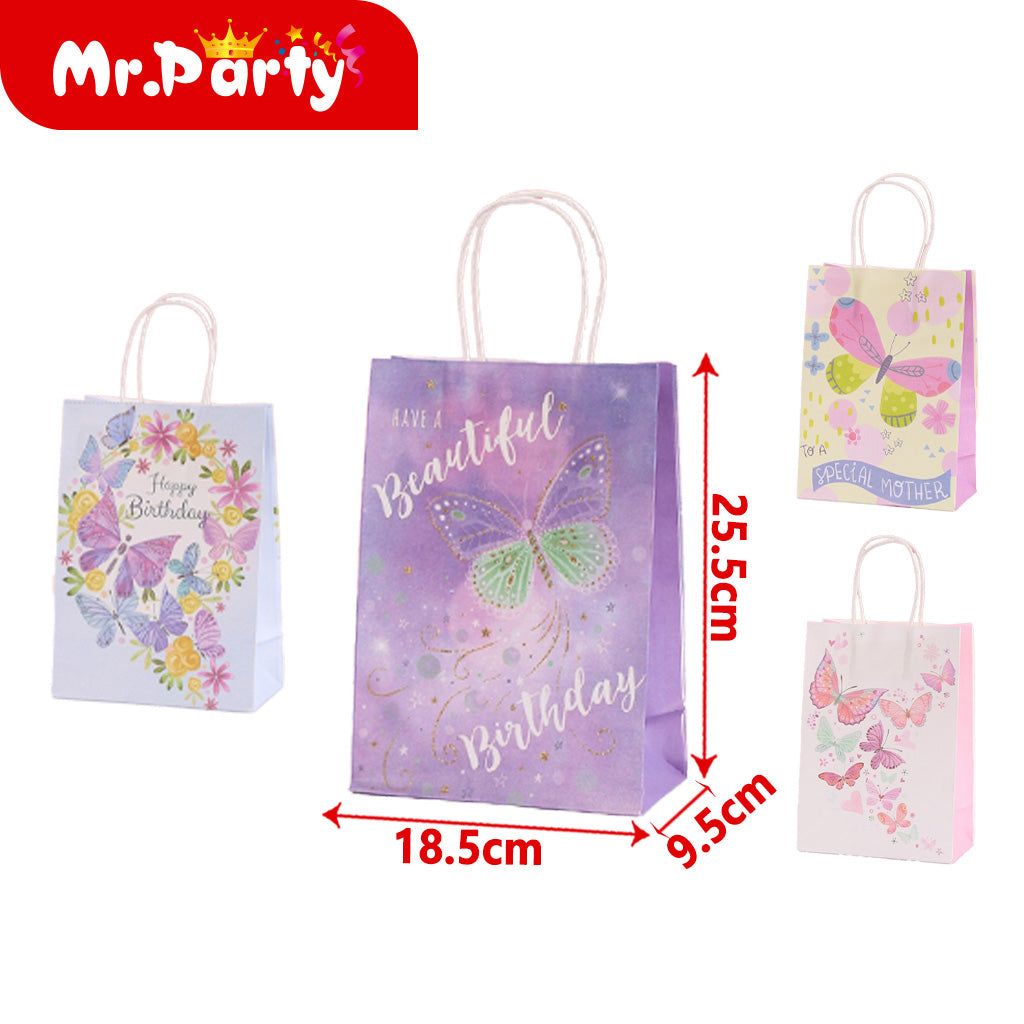 Bolsa de papel kraft con forma de mariposa (255 x 185 x 95 c (12paquetes)