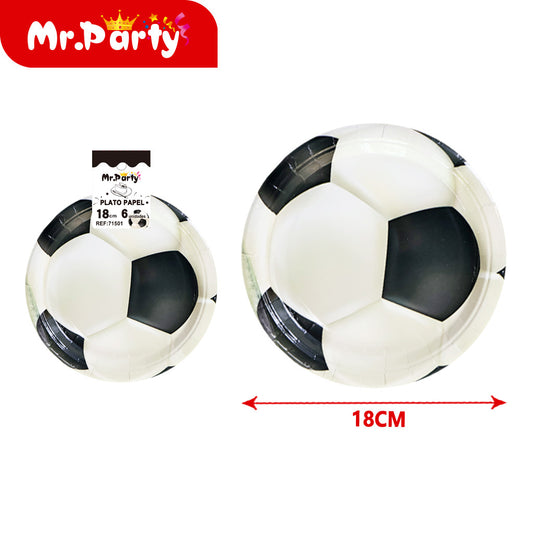 T006 plato de fútbol blanco y negro de 7 pulgadas 6 piezas (12paquetes)