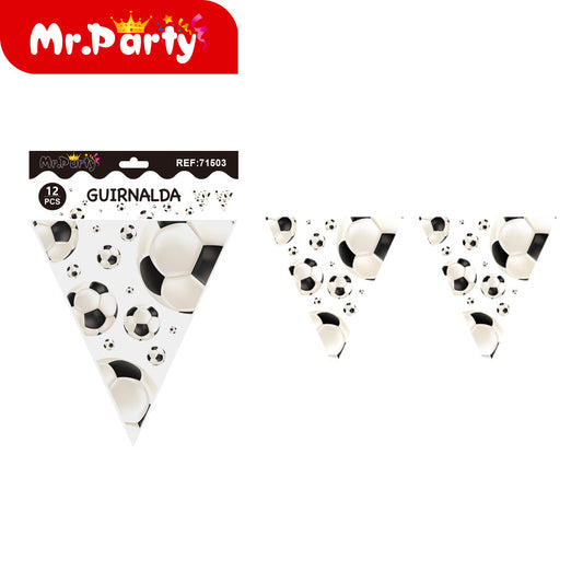 T006 banderín de fútbol blanco y negro (6 piezas) (12paquetes)
