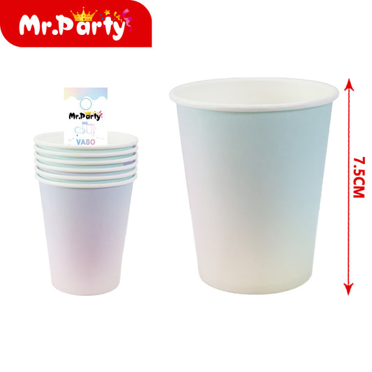 Vasos de papel neón t114 6 piezases (12paquetes)