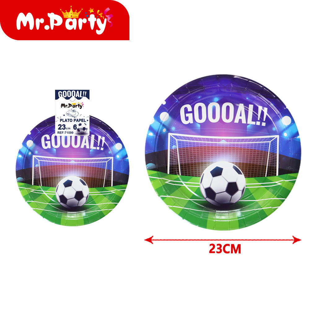 Platos y Vasos Fiesta de Fútbol ⚽️ GOOOAL!! | Decoración para Cumple & Partidos 🎉- 12 pzas Mayoreo
