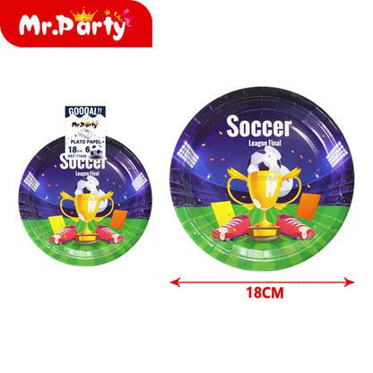 Platos y Vasos Fiesta de Fútbol ⚽️ GOOOAL!! | Decoración para Cumple & Partidos 🎉- 12 pzas Mayoreo