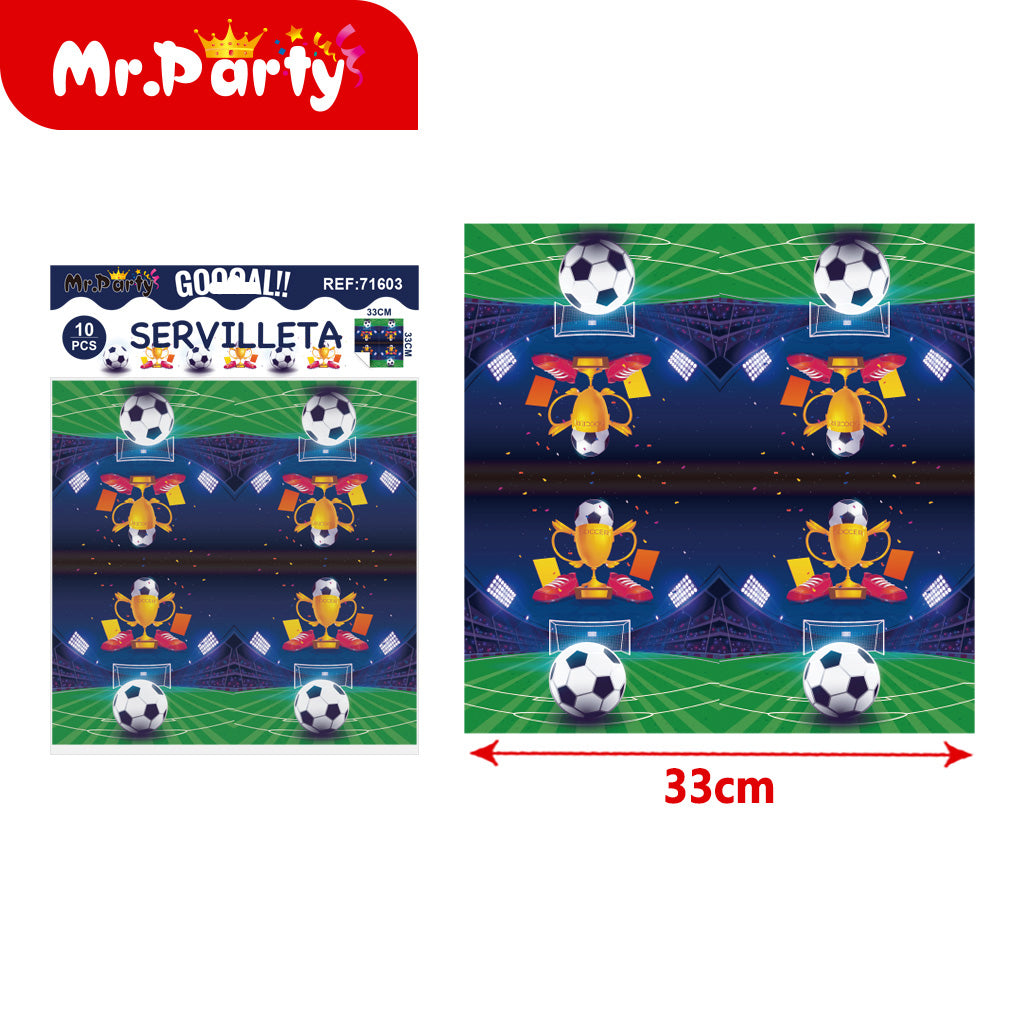 Decoración Fiesta Fútbol ⚽ Manteles y Servilletas | Mesa temática GOAL! 🏆🎉-Mayoreo 12 pzas