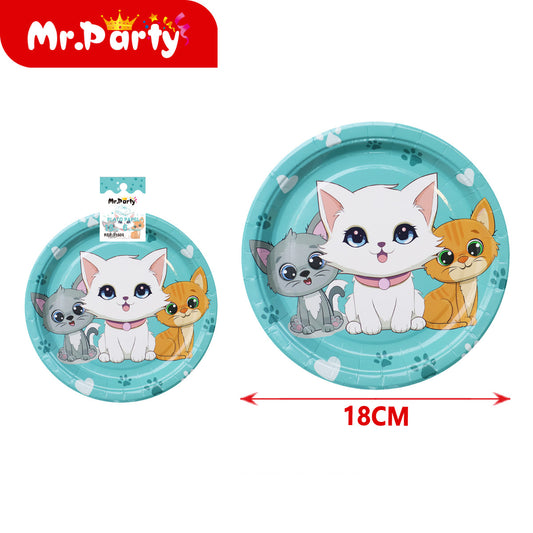 Decoración de fiesta gatitos azul kawaii con variantes para mesa principal y cumpleaños infantil