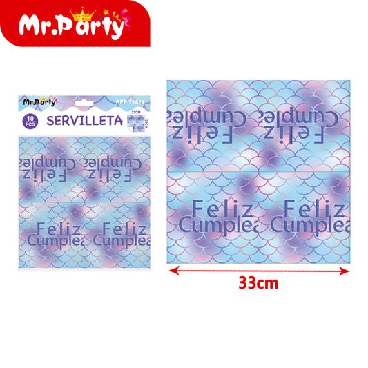 Papel de seda t119 escamas de pescado (feliz cunpleanos) (10 (12paquetes)