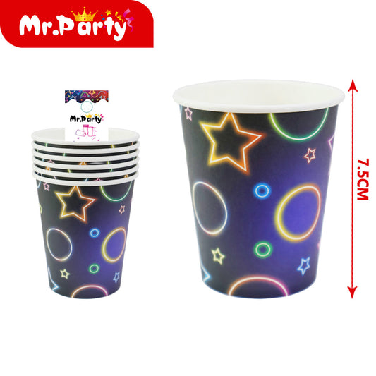 Vasos de papel neón t122 con texto en español "feliz cumplea (12paquetes)