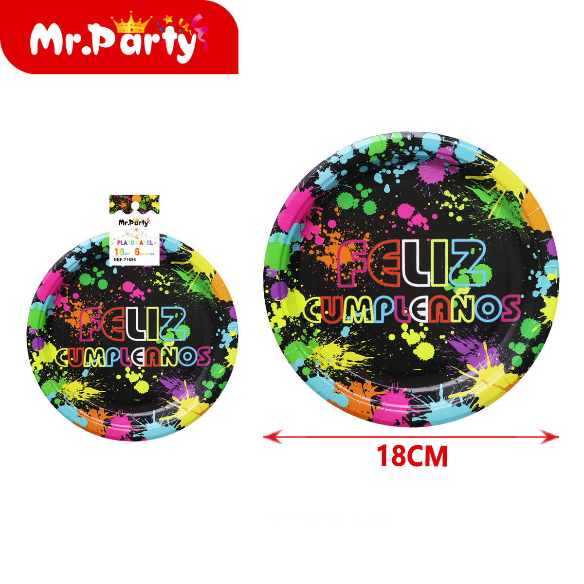 Decoración Feliz Cumpleaños estilo neón multicolor con variantes para mesa y celebración temática