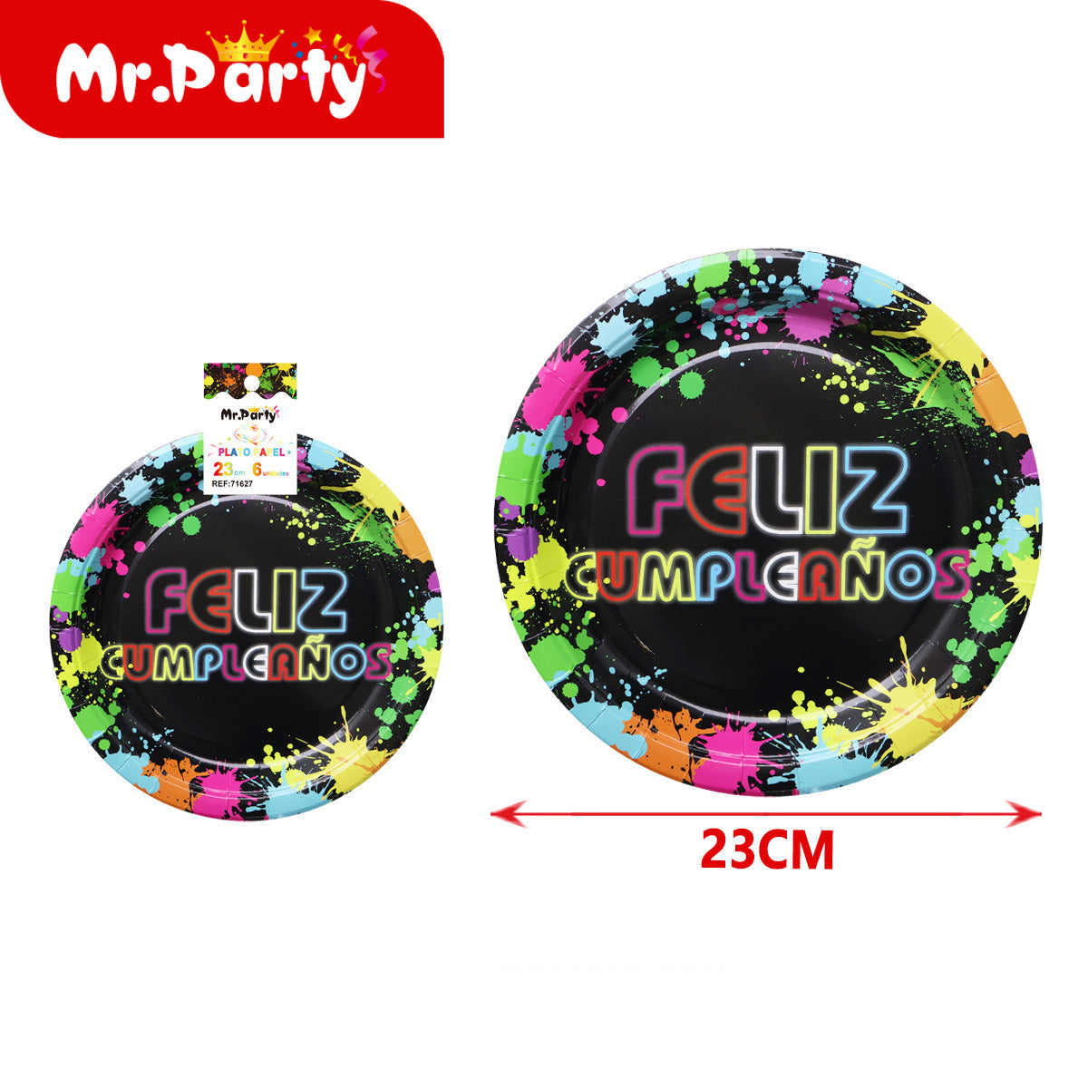 Decoración Feliz Cumpleaños estilo neón multicolor con variantes para mesa y celebración temática