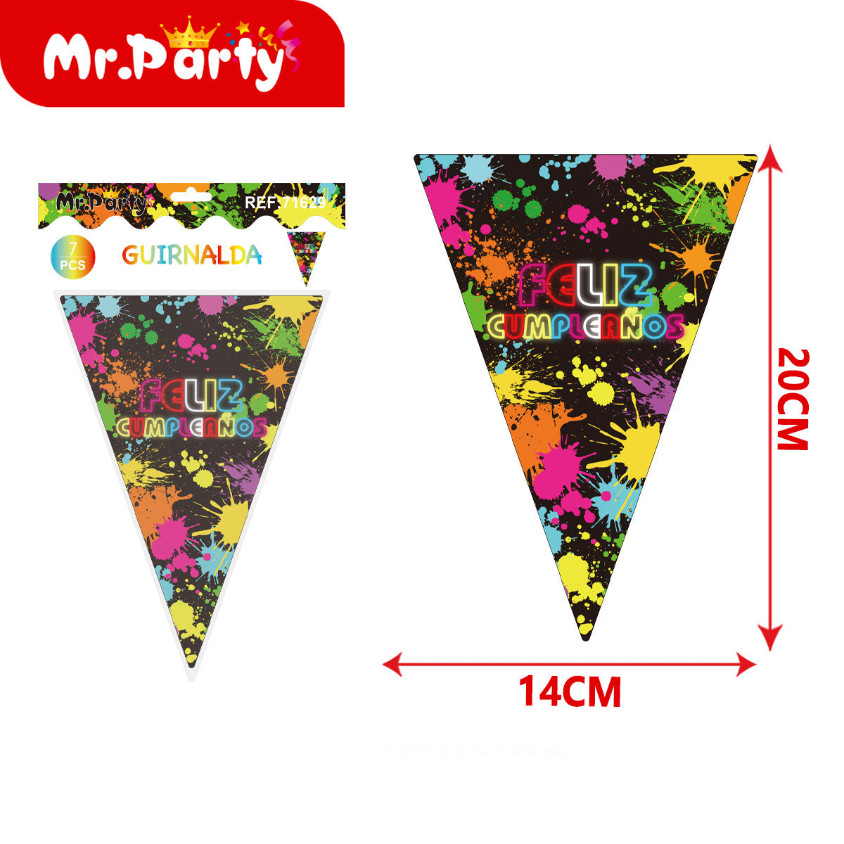 Decoración Feliz Cumpleaños estilo neón multicolor con variantes para mesa y celebración temática