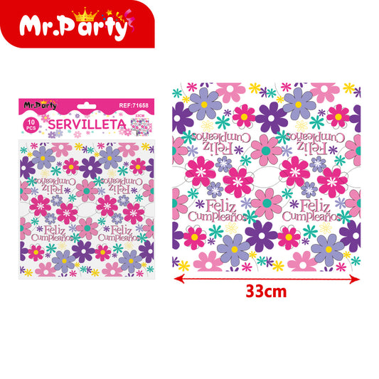 Papel de seda floral t105ds con texto en español "feliz cump (12paquetes)
