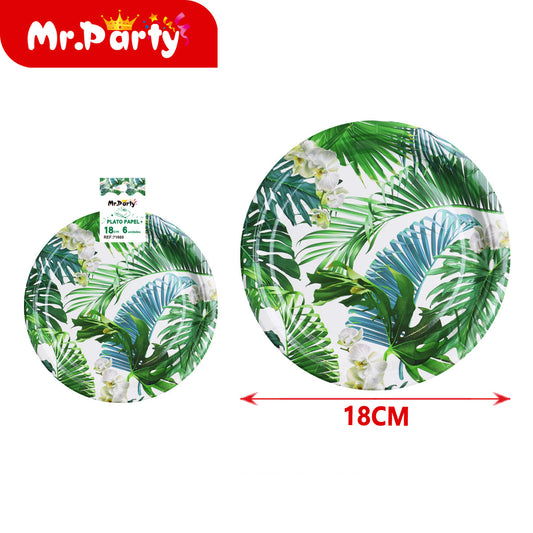 Decoración tropical hojas y orquídeas para mesa de fiesta con variantes para cumpleaños y evento