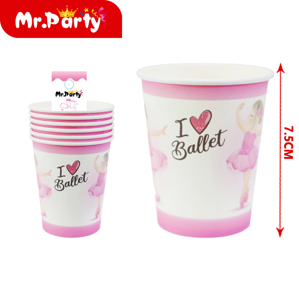 Vasos de papel con forma de bailarina (6 piezases) (12paquetes)