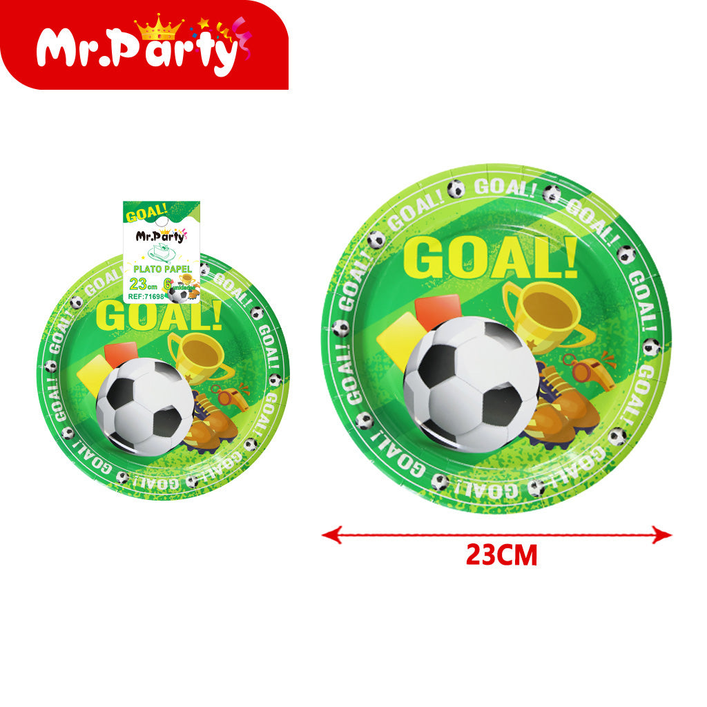 Platos y Vasos Fiesta de Fútbol ⚽️ GOOOAL!! | Decoración para Cumple & Partidos 🎉- 12 pzas Mayoreo