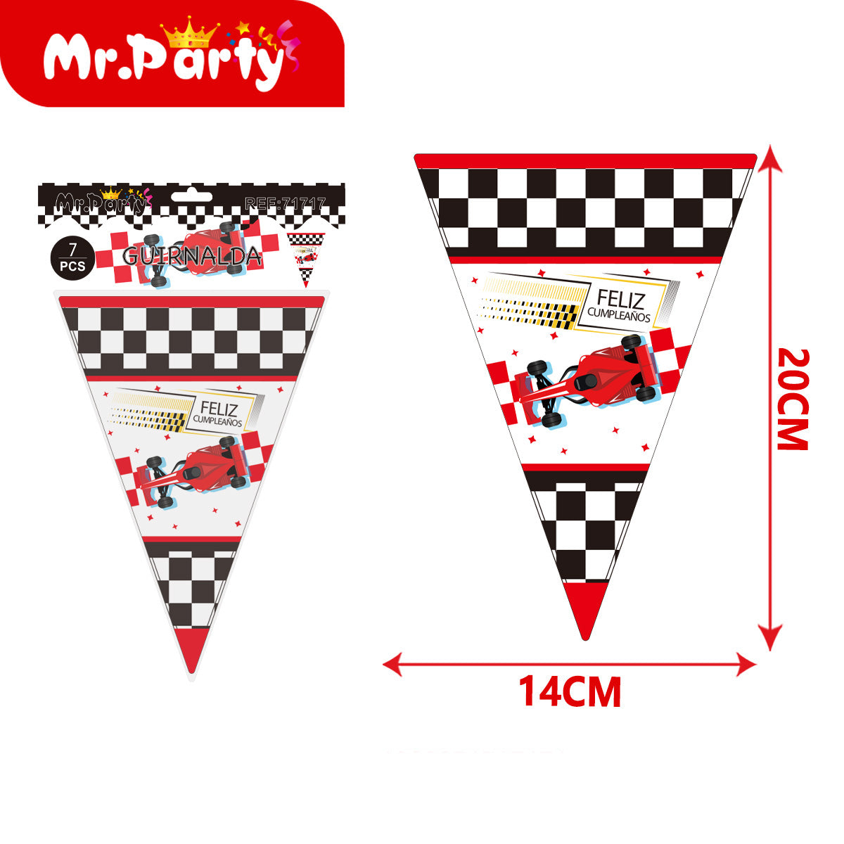 Set de fiesta carreras auto rojo estilo racing presentación surtida para cumpleaños y mesa temática