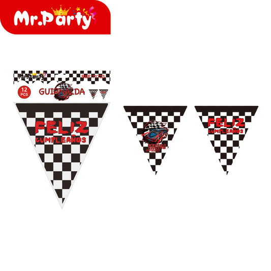 Banderines de feliz cumpleaños de carreras (6 piezases) (12paquetes)
