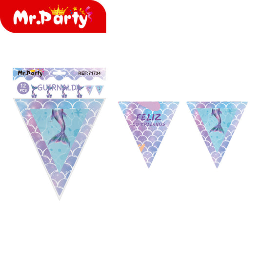 banderín de sirena con escamas de pez 6 piezases (12paquetes)