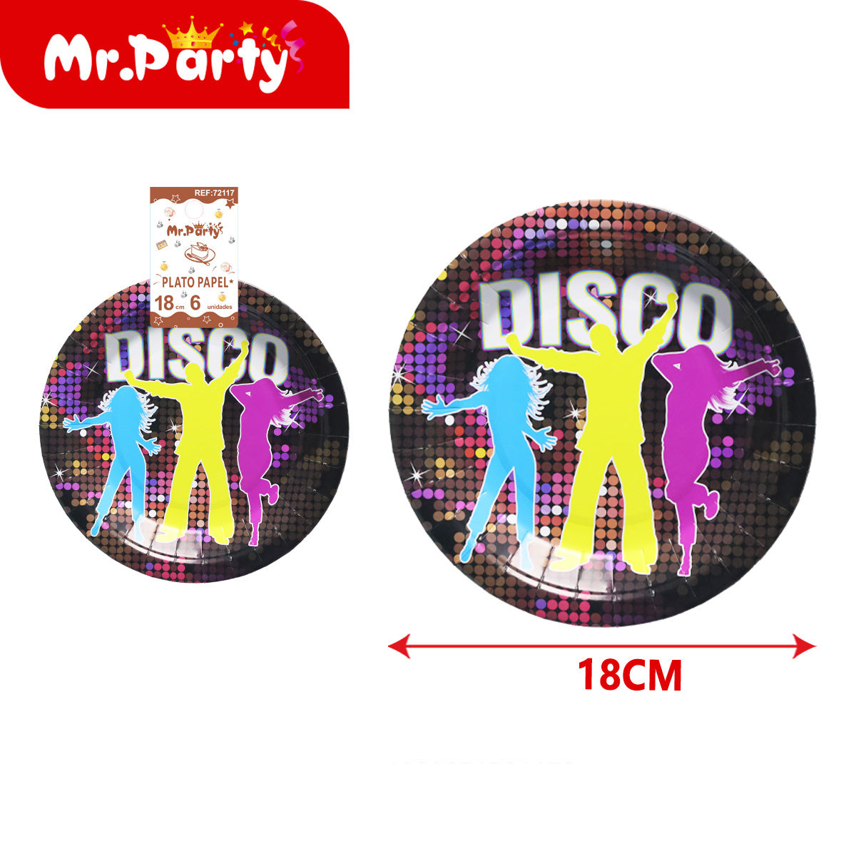 Platos de Papel Disco 18 cm (6 pzas) 🎉🪩 | Feliz Cumpleaños y Fiesta Temática