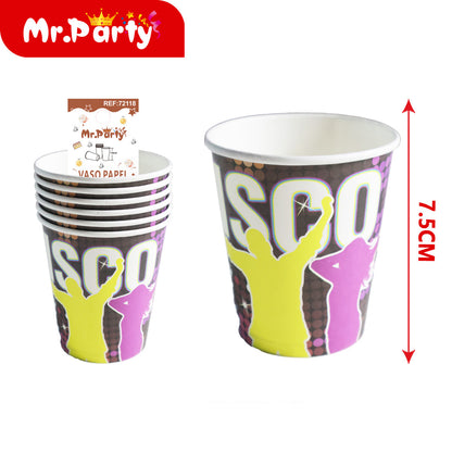 Vasos de Papel Disco 7.5 cm | Set para Fiesta y Cumpleaños | Desechables Mr. Party 🪩🥤🎉