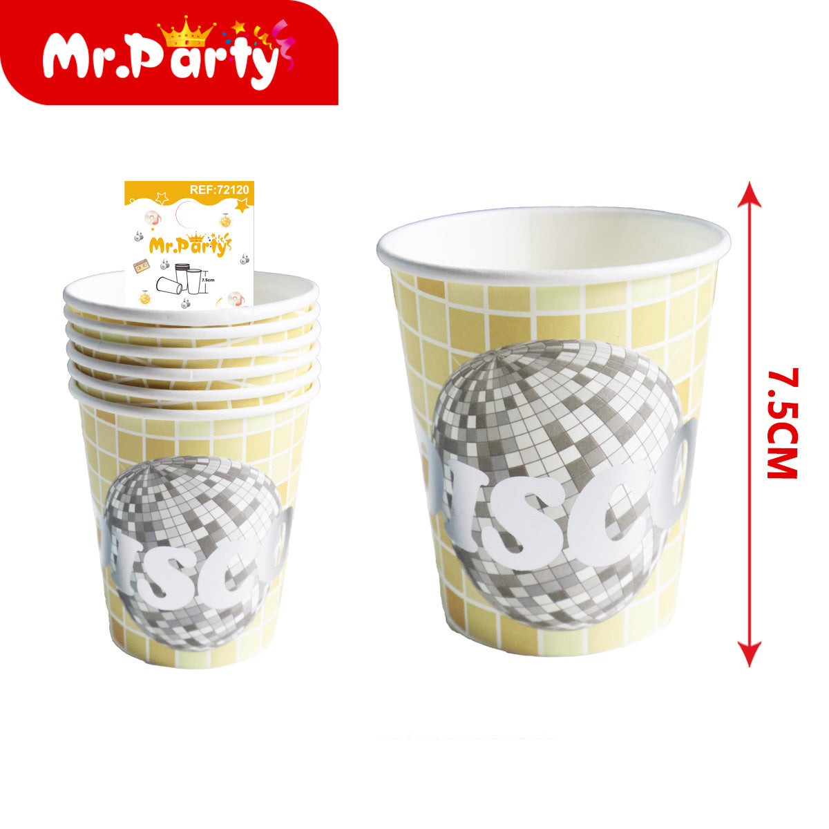 Vasos de Papel Disco 7.5 cm | Set para Fiesta y Cumpleaños | Desechables Mr. Party 🪩🥤🎉