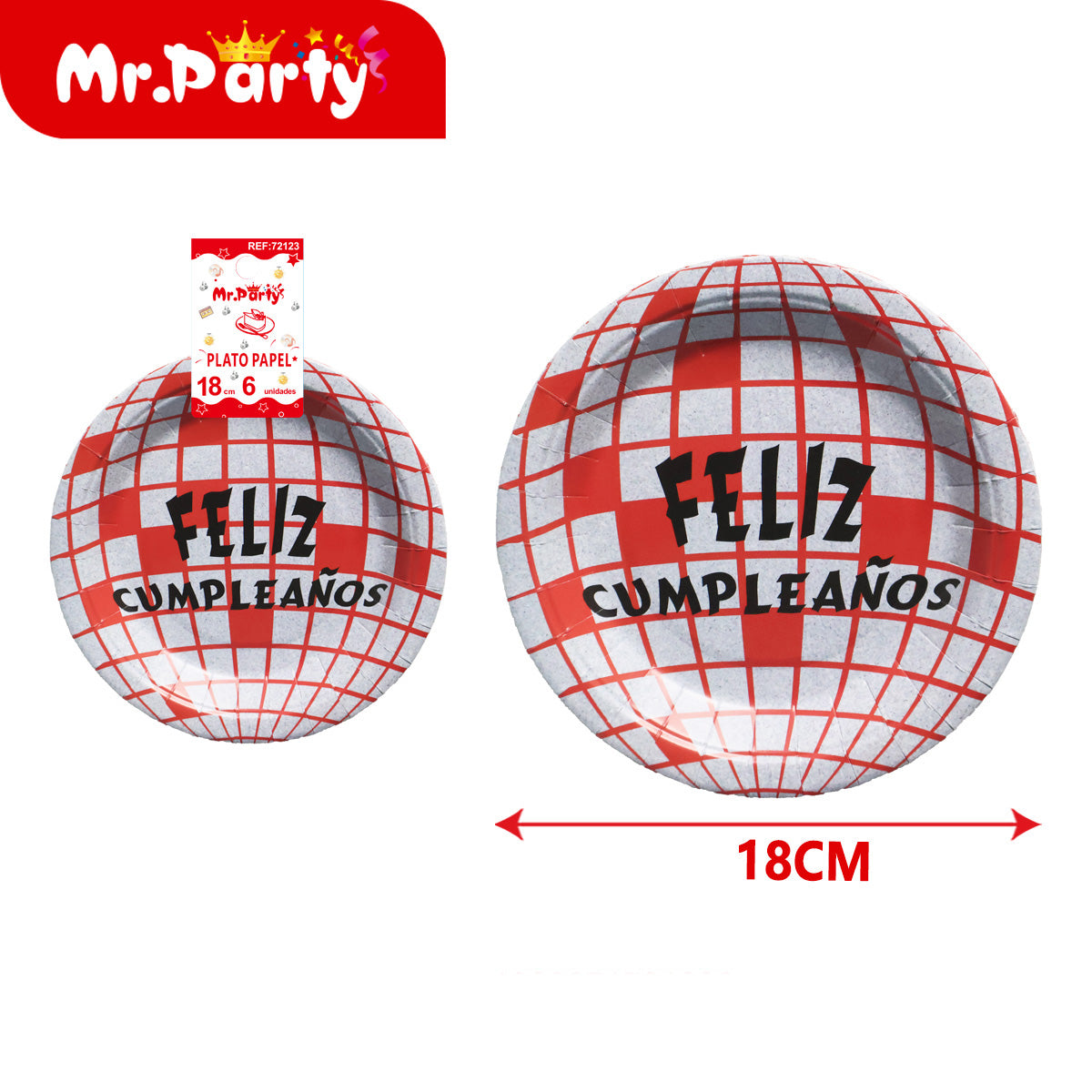 Platos de Papel Disco 18 cm (6 pzas) 🎉🪩 | Feliz Cumpleaños y Fiesta Temática