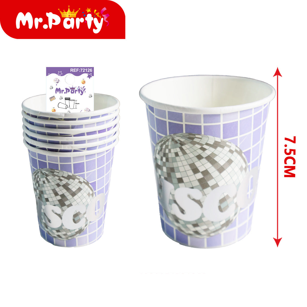Vasos de Papel Disco 7.5 cm | Set para Fiesta y Cumpleaños | Desechables Mr. Party 🪩🥤🎉