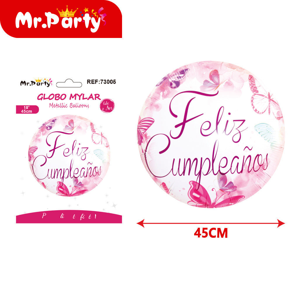 Globo Mylar “Feliz Cumpleaños” 45cm (18”) | Diseños Variados | Estrella o Redondo 🎈✨