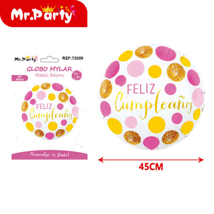 🎉 Globo Mylar “Feliz Cumpleaños” 45 cm Mayoreo 12pzas – Diseños Súper Festivos