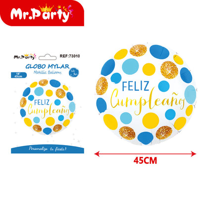 🎉 Globo Mylar “Feliz Cumpleaños” 45 cm – Diseños Súper Festivos