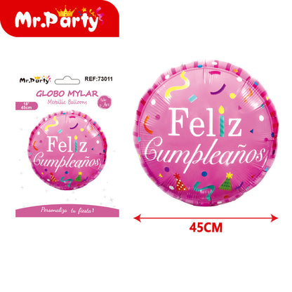 🎉 Globo Mylar “Feliz Cumpleaños” 45 cm – Diseños Súper Festivos