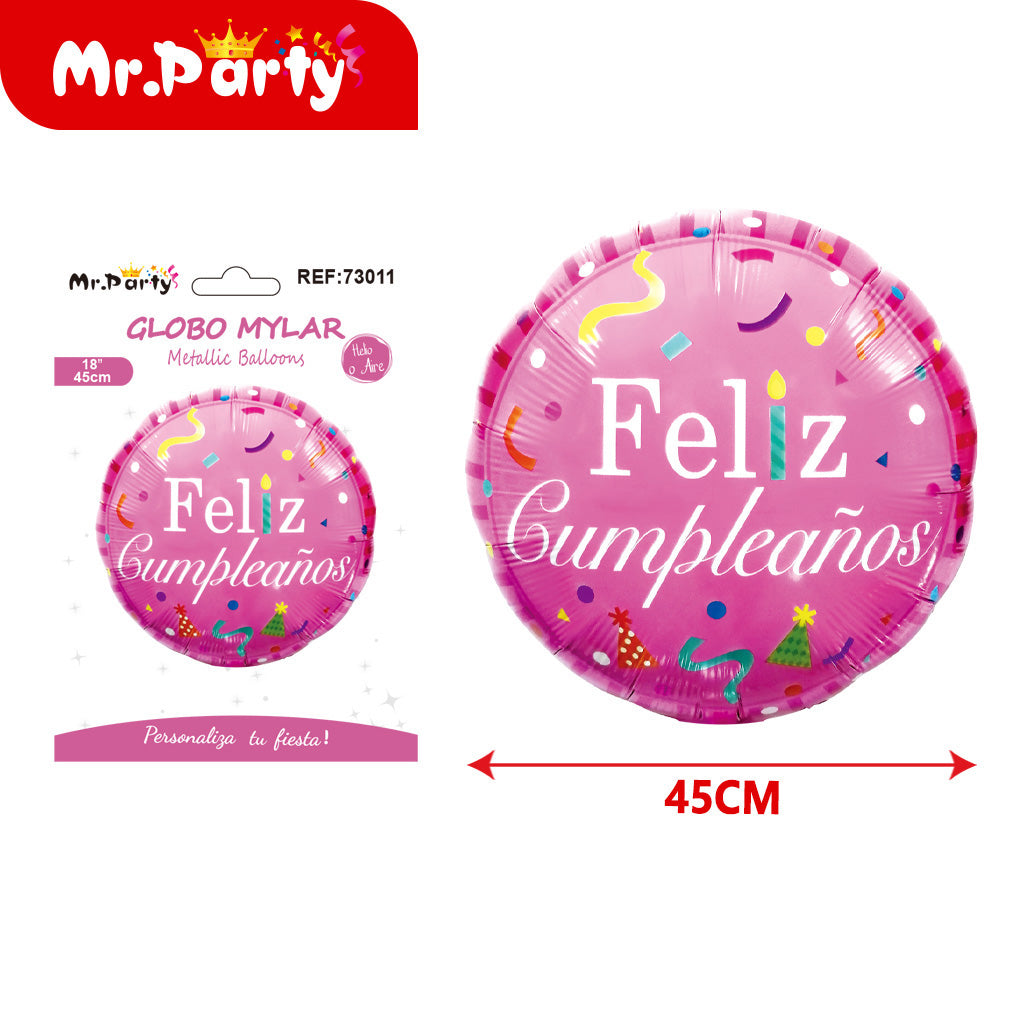 Globo Mylar “Feliz Cumpleaños” 45cm (18”) | Diseños Variados | Estrella o Redondo 🎈✨