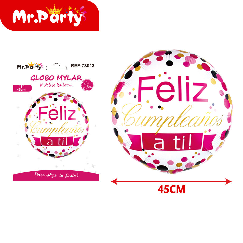 Globo Mylar “Feliz Cumpleaños” 45cm (18”) | Diseños Variados | Estrella o Redondo 🎈✨