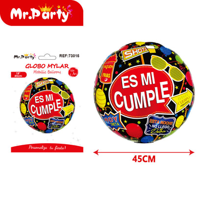 🎉 Globo Mylar “Feliz Cumpleaños” 45 cm – Diseños Súper Festivos
