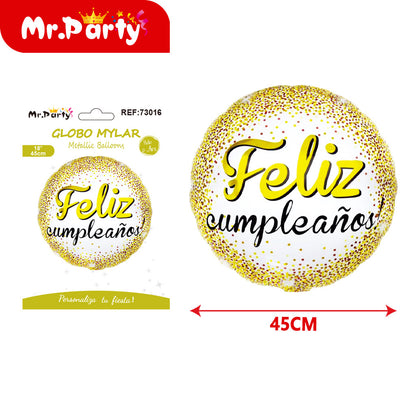 🎉 Globo Mylar “Feliz Cumpleaños” 45 cm – Diseños Súper Festivos