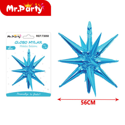 Globo Estrella 3D Mylar 56 cm- mayoreo 12 pzas  – ¡Brilla Toda la Fiesta!