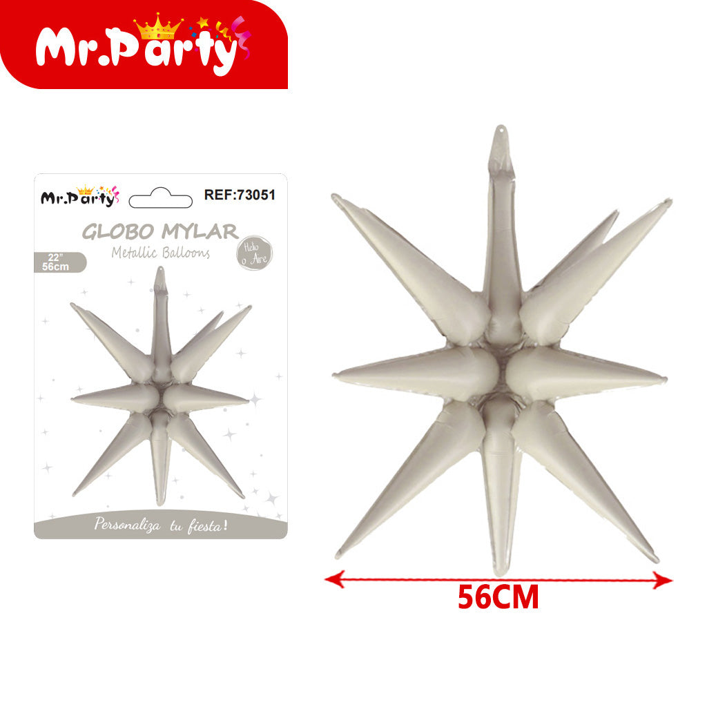 Globo Estrella 3D Mylar 56 cm- mayoreo 12 pzas  – ¡Brilla Toda la Fiesta!