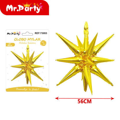 Globo Estrella 3D Mylar 56 cm- mayoreo 12 pzas  – ¡Brilla Toda la Fiesta!