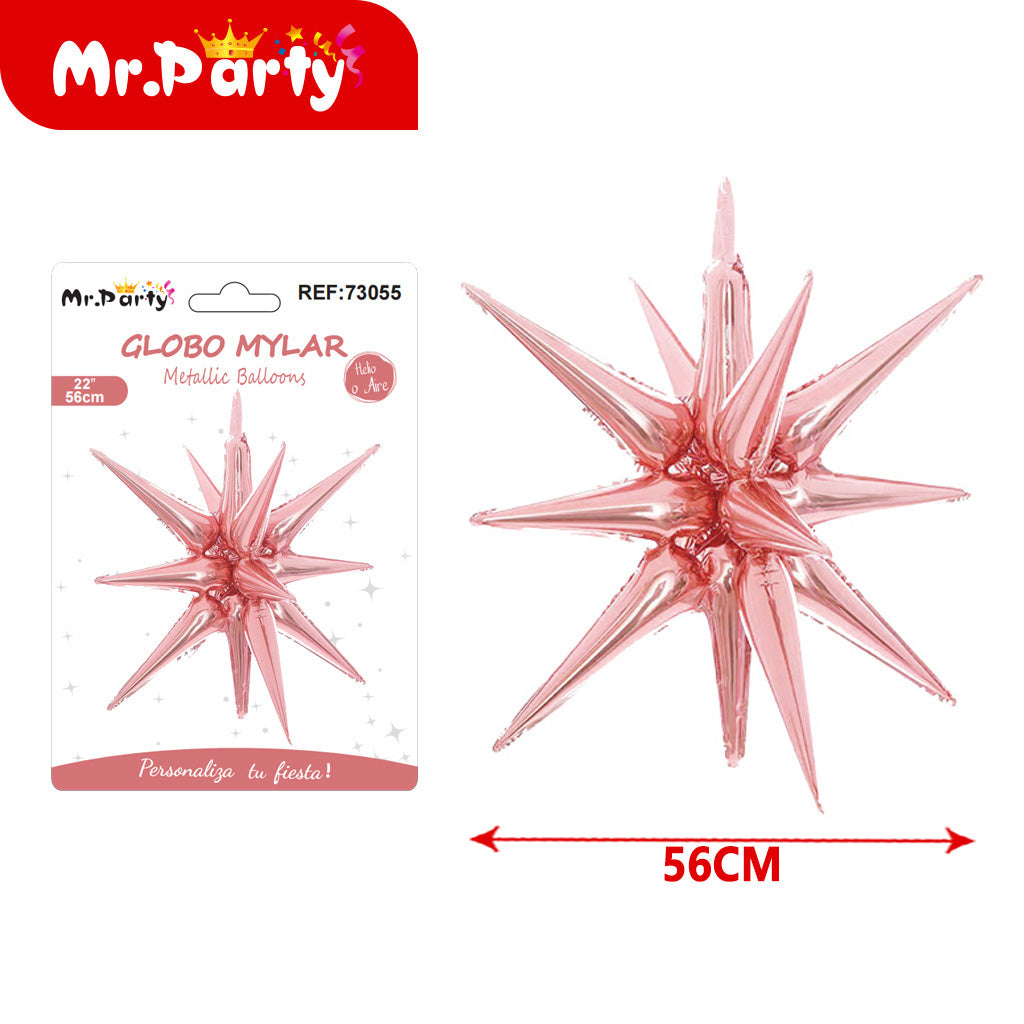 Globo Estrella 3D Mylar 56 cm- mayoreo 12 pzas  – ¡Brilla Toda la Fiesta!