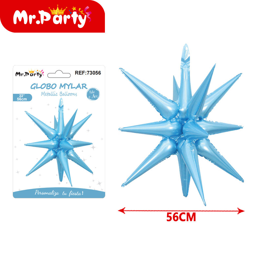 Globo Estrella 3D Mylar 56 cm- mayoreo 12 pzas  – ¡Brilla Toda la Fiesta!