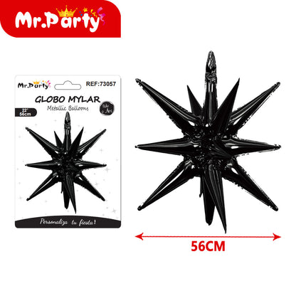 Globo Estrella 3D Mylar 56 cm- mayoreo 12 pzas  – ¡Brilla Toda la Fiesta!